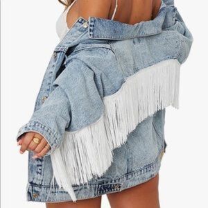 New Oversized Denim Jacket With Fringes